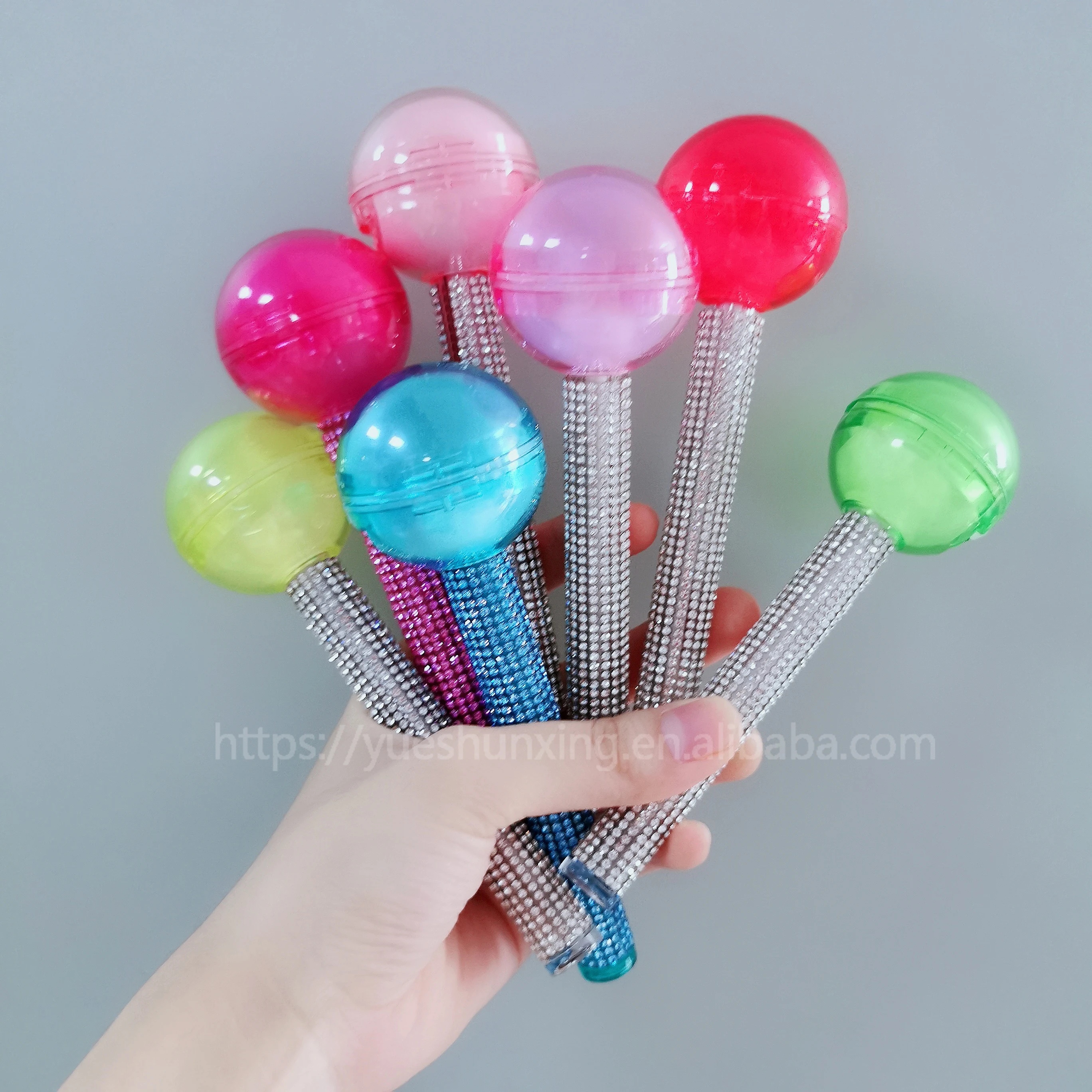 
New cosmetic container lollipop shape empty hand glued rhinestone or rainbow leather custom lipstick lip gloss tube  (62058629292)