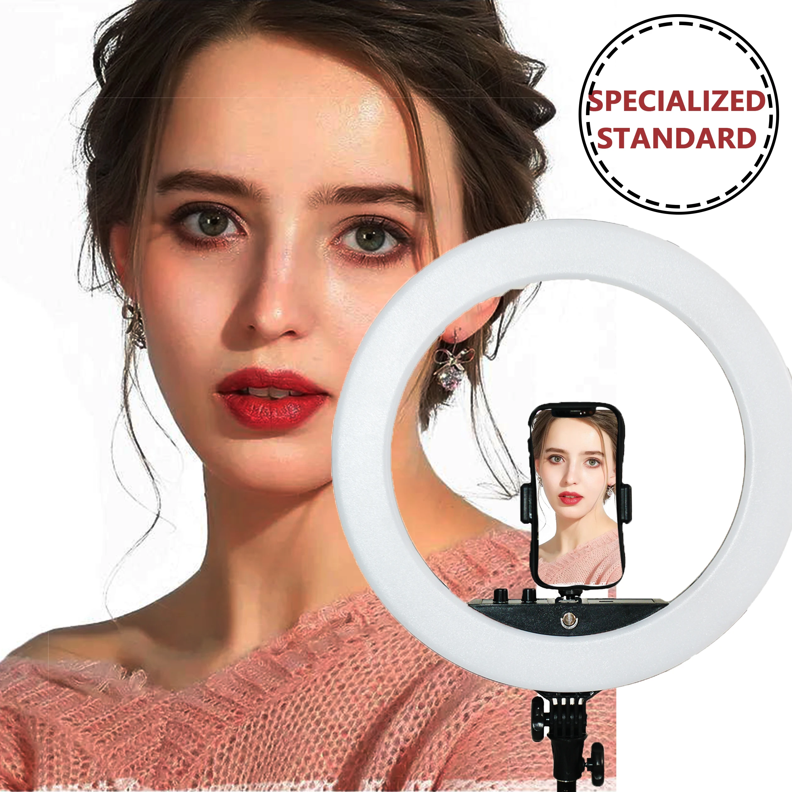 

hot sell ring light 18 inch makeup ring with cell phone holder fill light led circle selfie ring light, Black