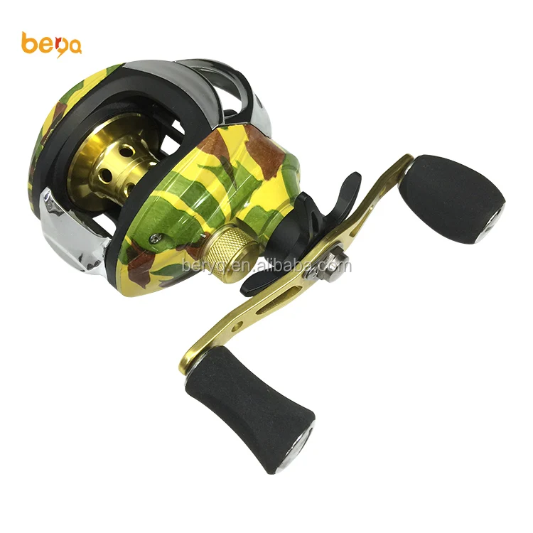 Yellow Smooth Dual Braking System 12+1bb Baitcasting Fishing Reel Low