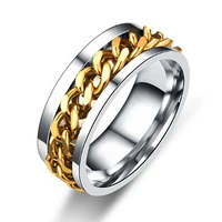 

Men 8MM Stainless Steel Chain Spinner Ring For Wedding Band