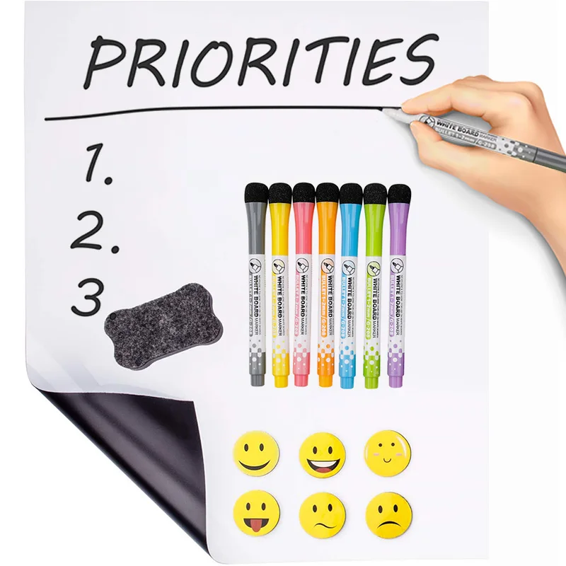 
Amazon Soft Self Adhesive Magnetic Dry Erase White Board Sheet Kids Sticker White board for Refrigerator 