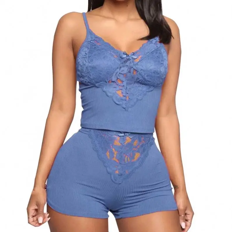 

2022 New Arrive Lingerie Women Sexy Transparent Lace Pajamas Transparent Set Sleeveless V-neck Vest, Color