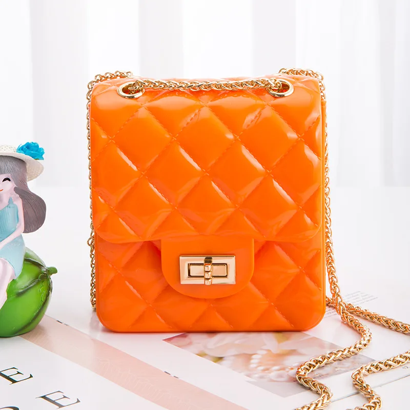 

2021 summer fashion trend candy color pvc woman chain handbags ladies shoulder crossbody jelly bags, 7colors