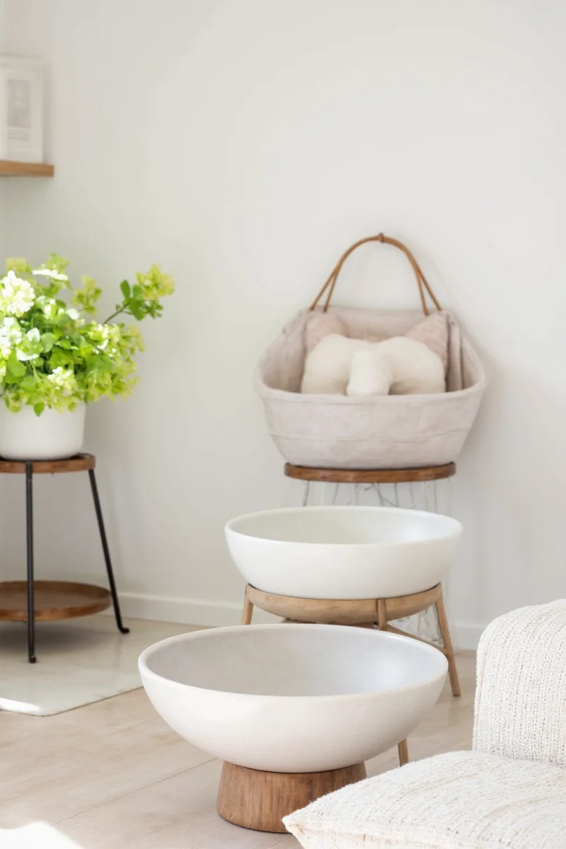 Handcrafted stoneware bowls with dried florals