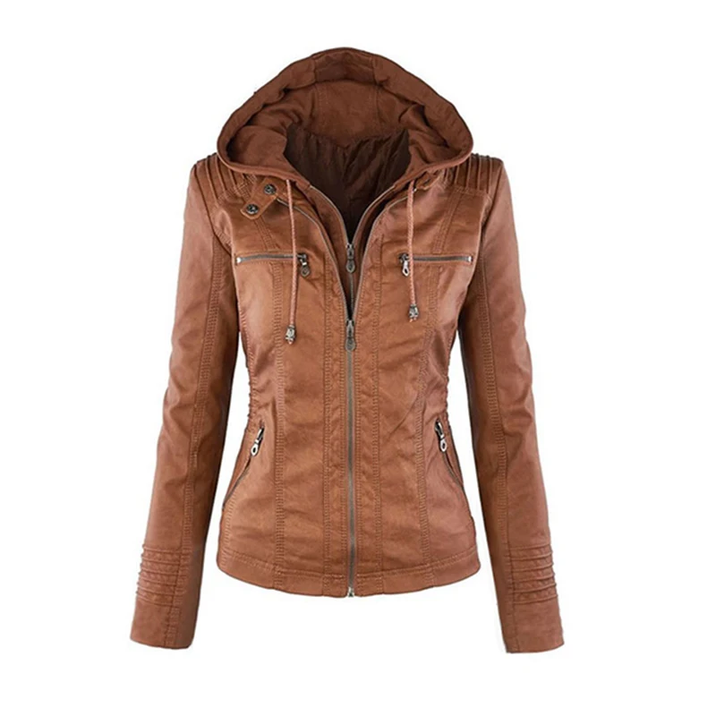 

2021 High quality Handsome Collar Girls Pu Leather Jacket winter Women Jacket for woman, Customized color