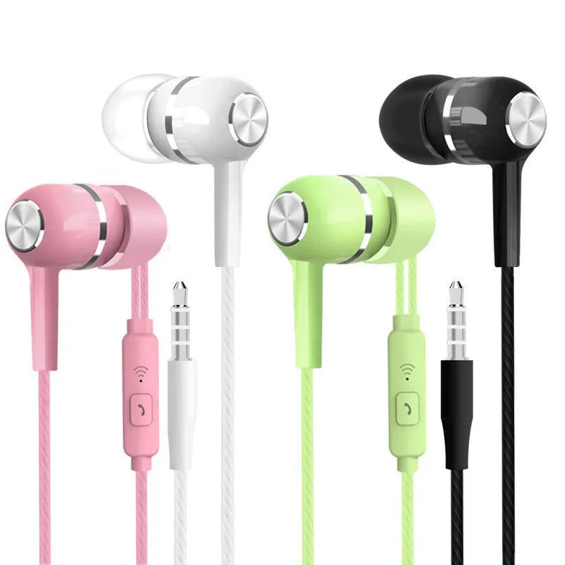 

3.5mm Noodles Wired Earphone With Mic earphone with original wire In-ear Music Earphones For iPhone, Black ,white
