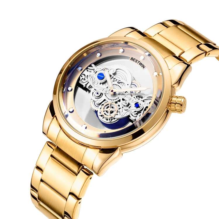 

Bestwin New Model Casual Mens Watch Time Speed Luminous Mechanical Cool Fashion Gold Quartz Wrist Watches