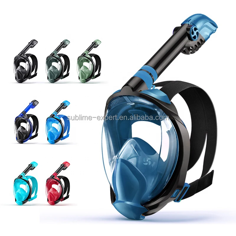 

Anti Fog Freebreath Silicon Snorkel Mask Swimming Seaview mascara de snorkel with Detachable Camera Mount Full Face Diving Mask, Blue red black green etc 9 colors available