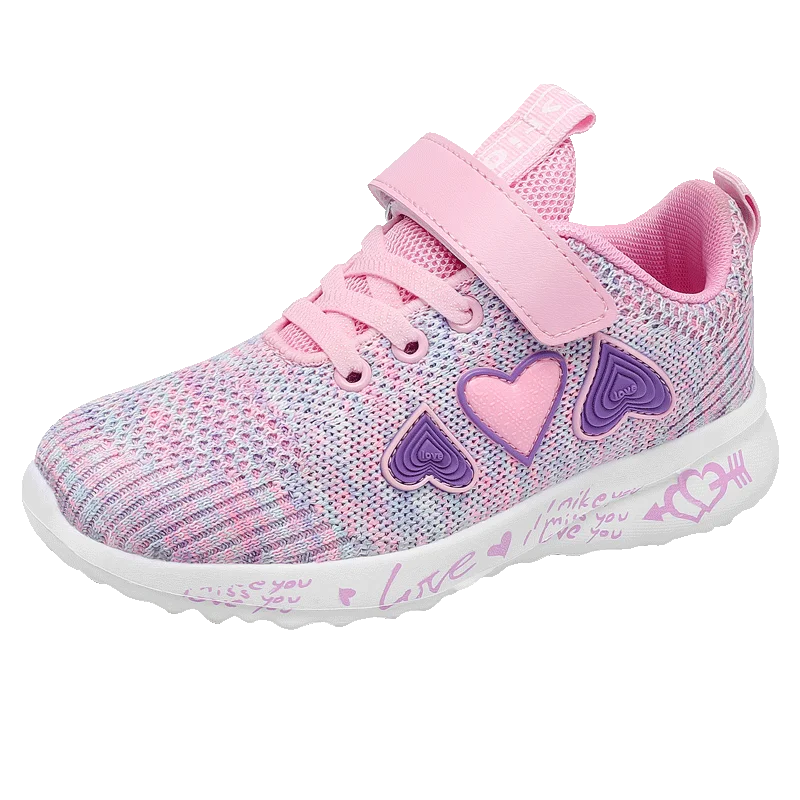 

Factory cheap wholesale spring new girls breathable fly knit sneakers, Purple,pink