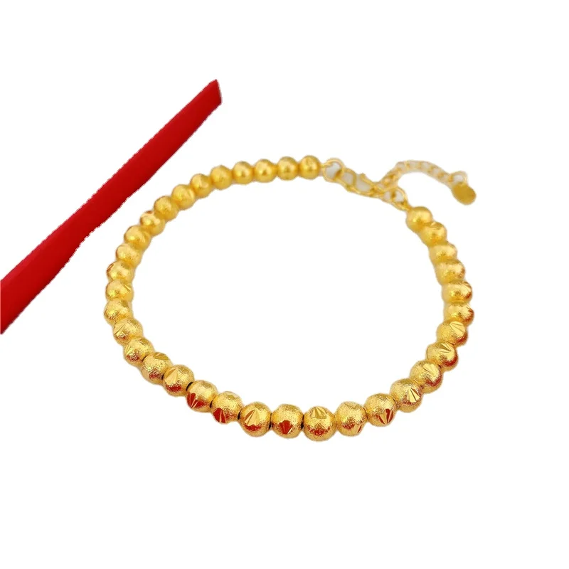 

Frosted Ball Bead Bracelet For Women Vietnam Sand Gold Plated Women'S Bracelet Thick Gold Transfer Bead Bracelet