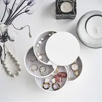 

New Design Fashion Women Jewelry Storage Box 4-Layer Rotatable Jewelry Accessory Storage Tray with Lid Birthday Gift for women
