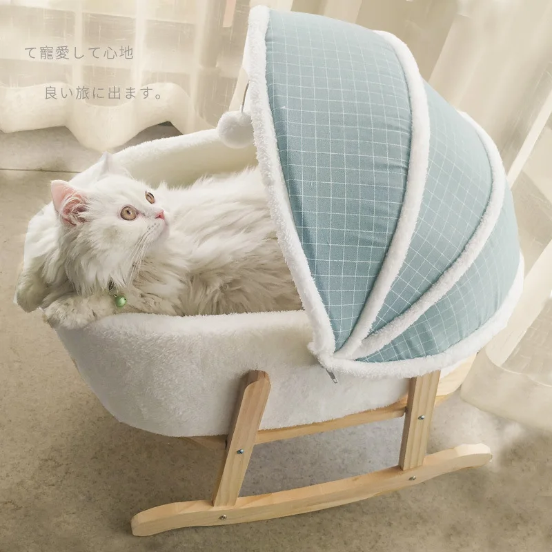 

Cat Rocking Bed Lounger for Cats Swing Tent Washable Pet House Soft Plush Kitten Hammock Sleeping Mat shake Basket Small Dog Bed