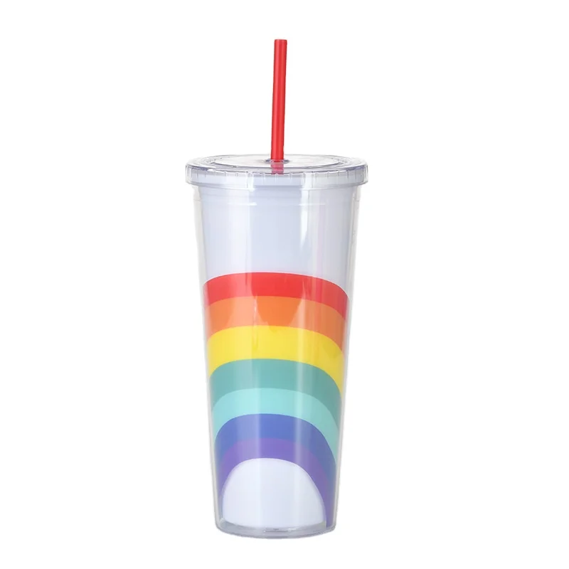 

Fangjuu 24OZ cute Summer Large Capacity Cup Reusable Double wall Plastic Tumbler with Straw, Picture