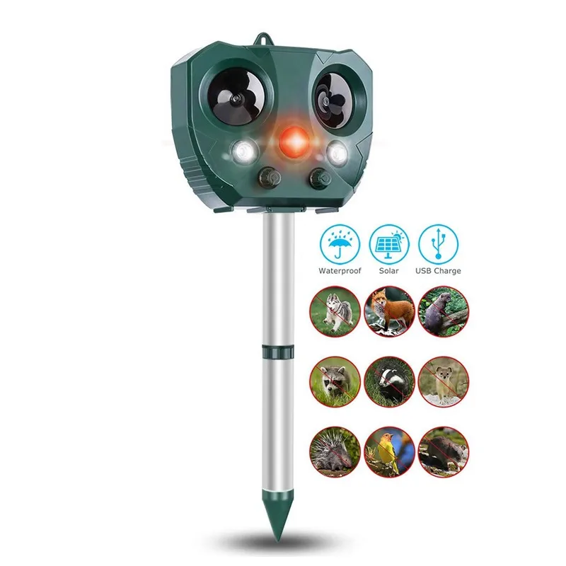 

Factory wholesale Price Outdoor Solar Drive cat wild Animal Away Repeller Pest Control Ultrasonic Repeller with PIR Sensor