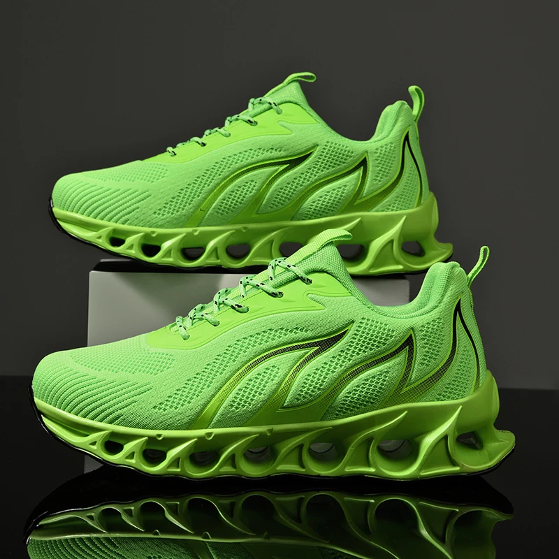 

2022 Boy Outdoor Casual Shoes Man Mesh Shoe Breathable Sneakers Men's Running Shoes, Grey/green/black