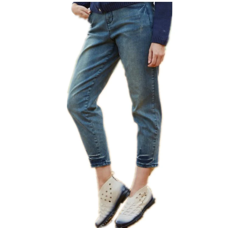 

MOQ 1PCS End-Friendly Cotton Women's Jeans Baggy Plus Size Ladies Jeans Trousers