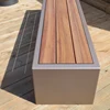 Outdoor Public Street Bench Painted Steel Solid Wood Minimalist Design Urban Furniture