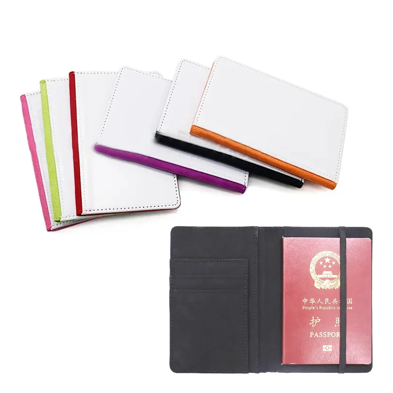 

2023 High Quality PU Leather Sublimation Passport Cover Customized LOGO Picture Blank Sublimation ID Business Card Holder