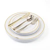 Cheap disposable tableware rose gold plastic cutlery 25pcs 7.5" 25pcs 10.25" 25pcs knife 25 spon 25 fork 25 cup