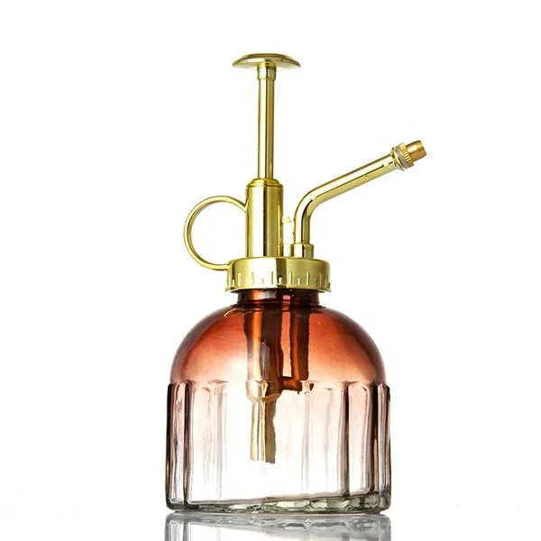 

Gradient Color Glass Vintage Style Plant Water Mister Spray Bottle with Golden Pump