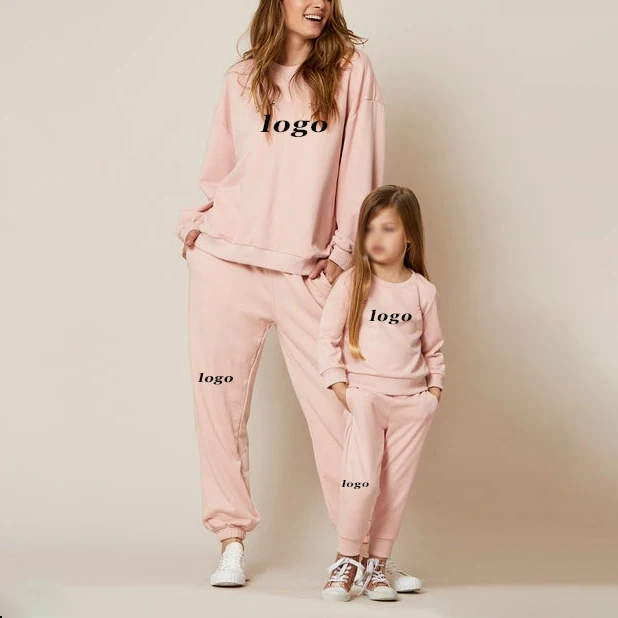 

Mommy and Me Outfits Plain Sweat Suit Two Piece Pants Set Joggers Tracksuits Womens Fall Clothing 2021 Girls Clothing, Customized color