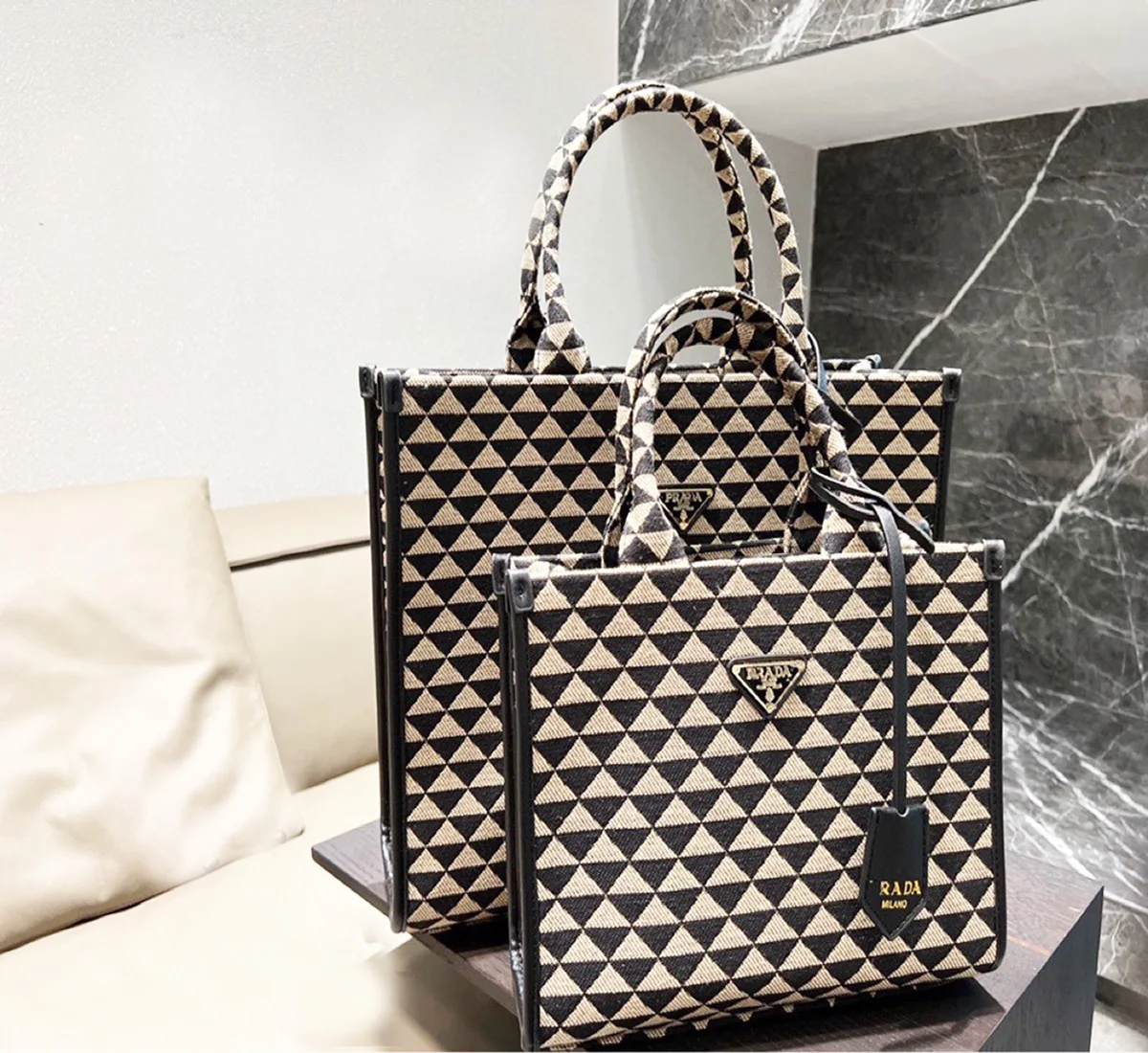 

luxury high quality woven hand bag perversion triangle p famous brand women's shoulder bags office lady female bags
