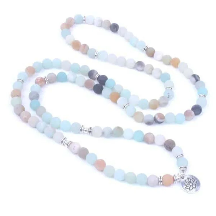 

New Fashion 108 Beads Lava Stone Necklace White Pine Glitter Matte Finish for Men and Women Perfect Gift for Weddings