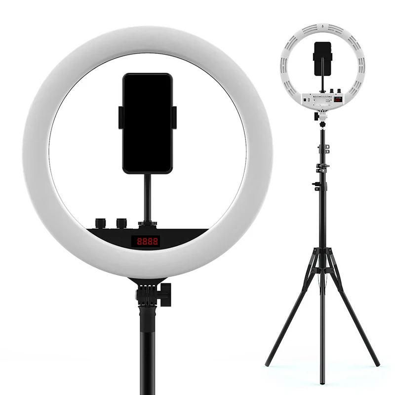 

AmazonBasics Factory 256 Bulbs 14 inch Selfie Ring Light with Remote Controller Phone Holder