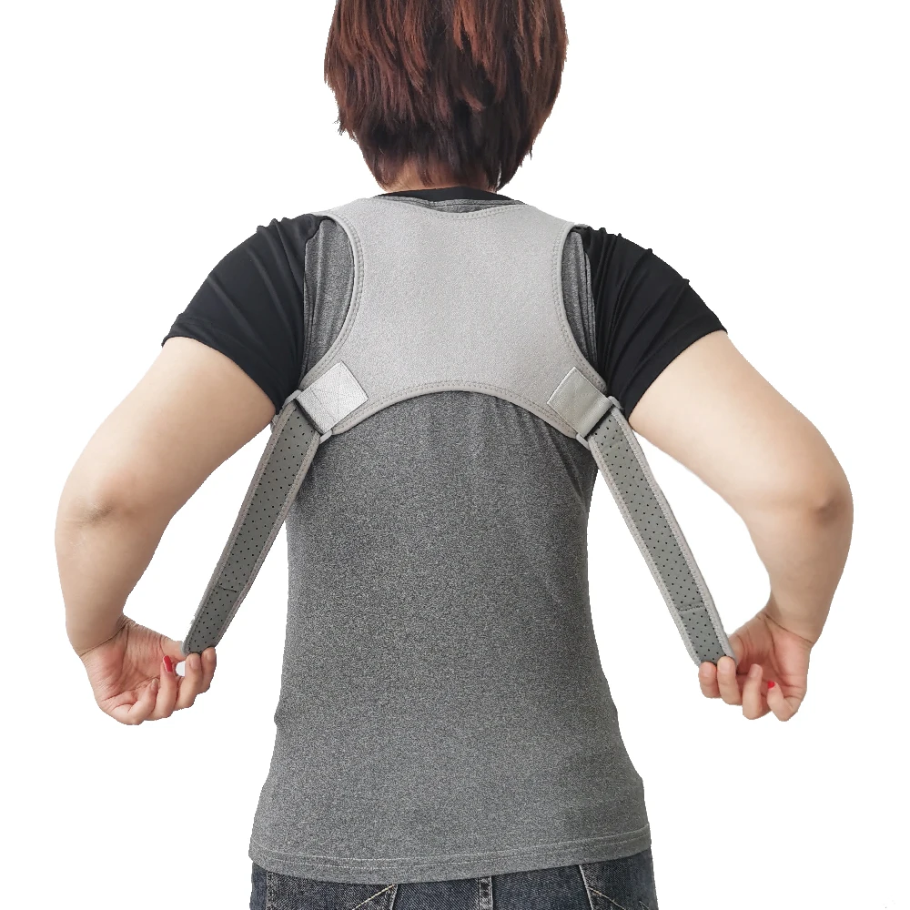 

Perfect upper back brace straightener bra posture corrector to corrector postura, Black/gray