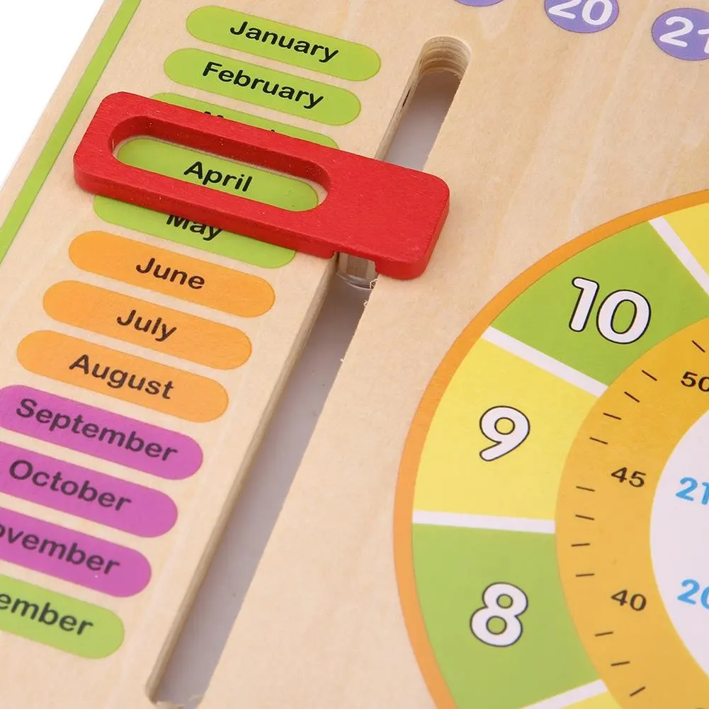 Kids Wooden Calendar Clock Toy Calendar And Clock Educational Wooden