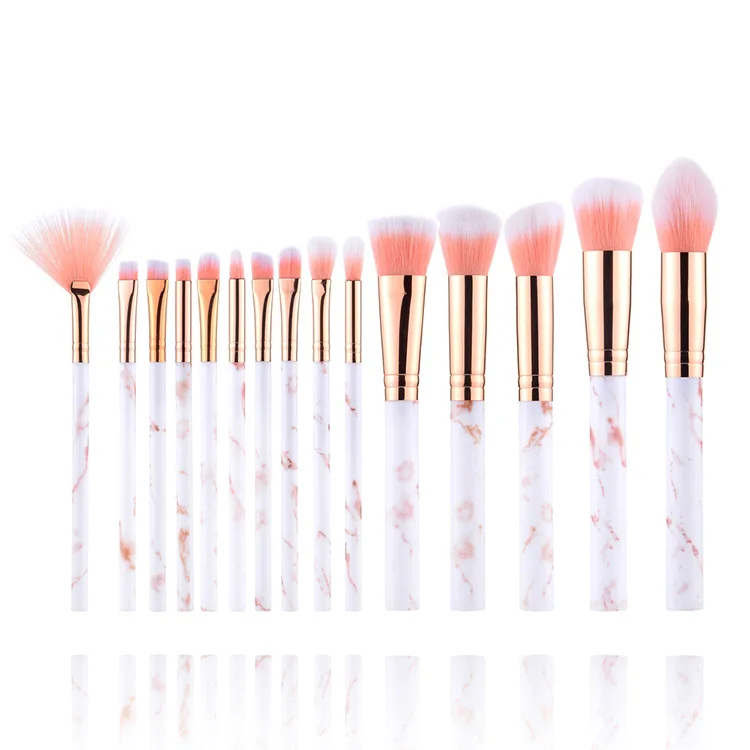 

Wholesale 15pcs synthetic Make up Brush Kit Foundation Eyebrow Eyeliner Cosmetic beauty tools mermaid makeup brush set, Muti-color