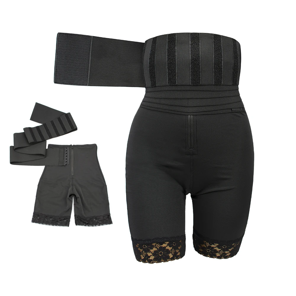New 2-in-1 Seamless Flat Tummy Control Shapers Slim Body Girdle Belt Shapewear Corsets Embroidered Butt Lifter Waist 2 Pieces