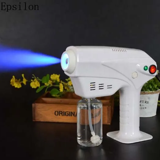 

Hot Portable 1200W Anion Blu-ray Fog Gun Machine Nano Spray Disinfection Fogger Gun Sanitizer Machines, White paper