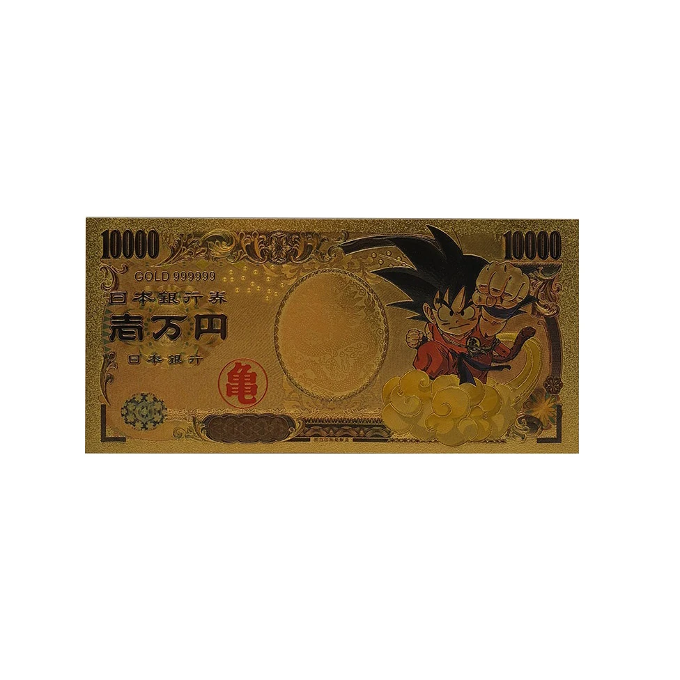 

28 designs Japan Dragon Ball Z Bejita Vegeta goku piccolo buu Plastic Gold Foil Banknote for classic childhood memory Collection