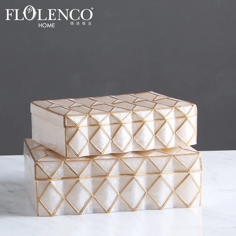 

2020 New Home Decor Living Room Accessories Shell Gold Luxury Decorative Jewellery Box, White