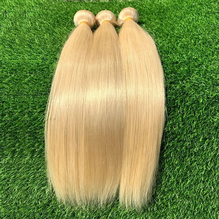 

Blonde Raw Brazilian Hair Remy Bone Straight Weave Cuticle Aligned Virgin Double Drawn Human Hair Bundles Hair Extension, Accept customer color chart