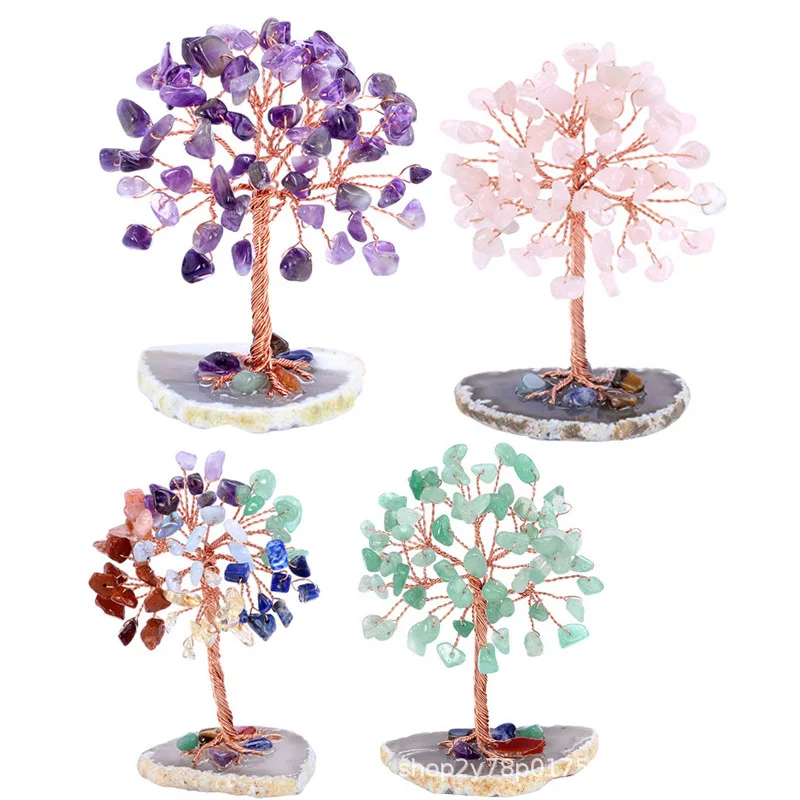 

Wholesale 7 chakra Multiple Color tree of life crystal gemstone about money and feng shui healing crystal Tree