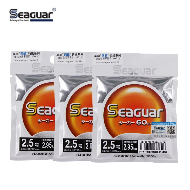 

NEW SEAGUAR 60m 100% Fluorocarbon Coated Faster Sinking Extra Sensitive Fluorocarbon Fishing Line, Transparent