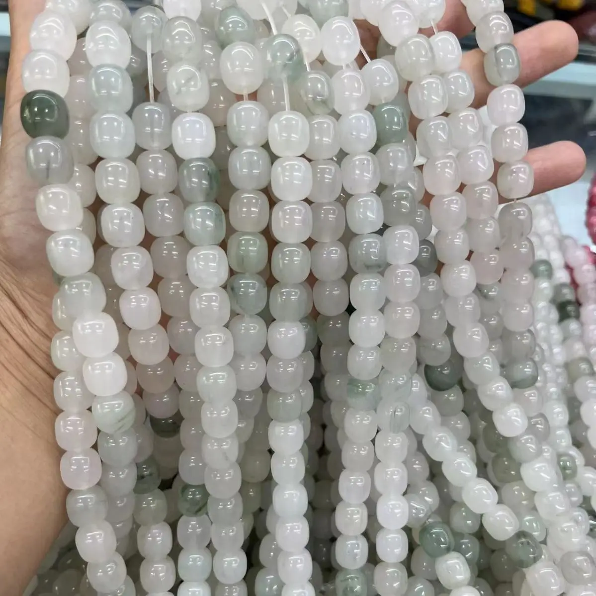 

Natural Stone Tianshan Cui Loose Beads DIY String Jewelry Crystal Agate Chalcedony Loose Beads For Necklace Bracelet Making