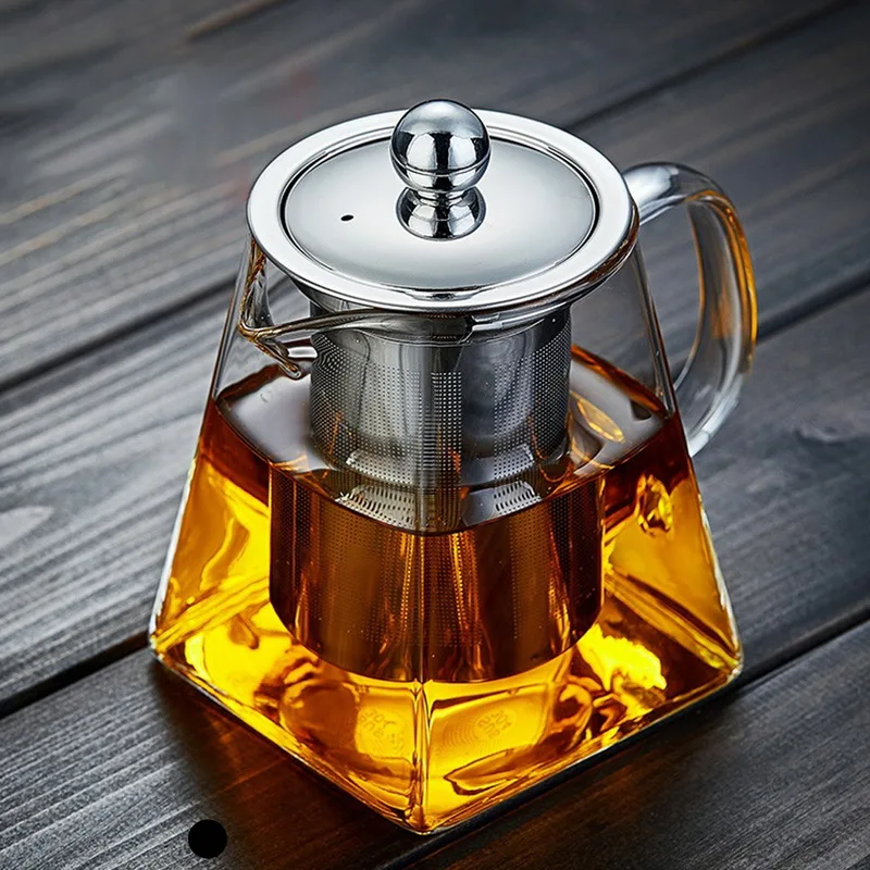 

Resistant Glass Teapot with Stainless Steel Infuser and Lid Stovetop Safe Loose Leaf Tea Maker Glass Tea Kettle, Clear