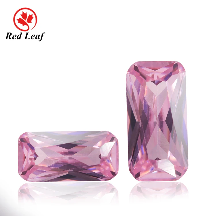 

Redleaf gems rectangle shape pink color top quality loose gemstone synthetic cubic zirconia