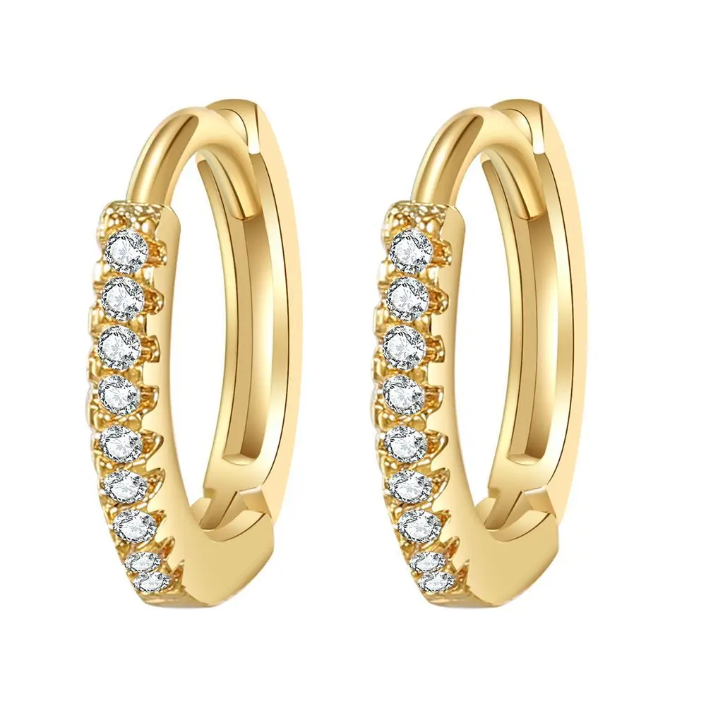

Vintage ear cuff 18K Gold Plated Minimalist Women Jewelry gold vermeil cubic zirconia huggie hoop earrings