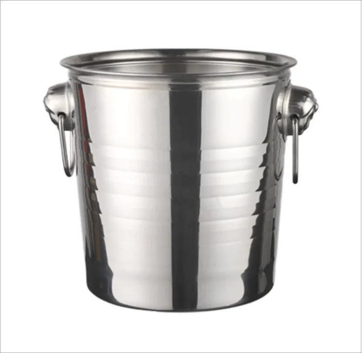 

Double Wall champagne Cocktail bar Chiller Bucket Stainless Steel Ice Bucket with Tongs and lid, Silver