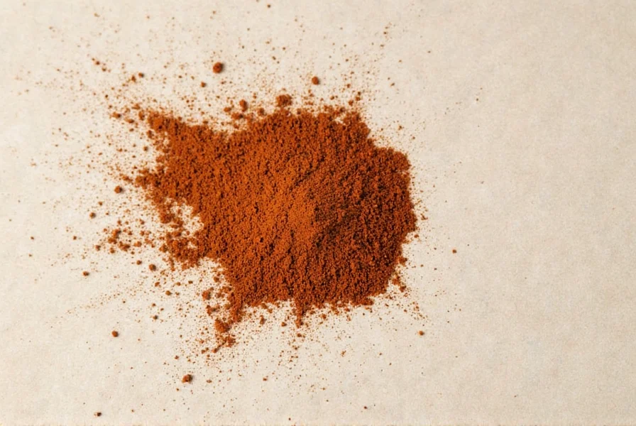Close-up of mace powder on a wooden spoon
