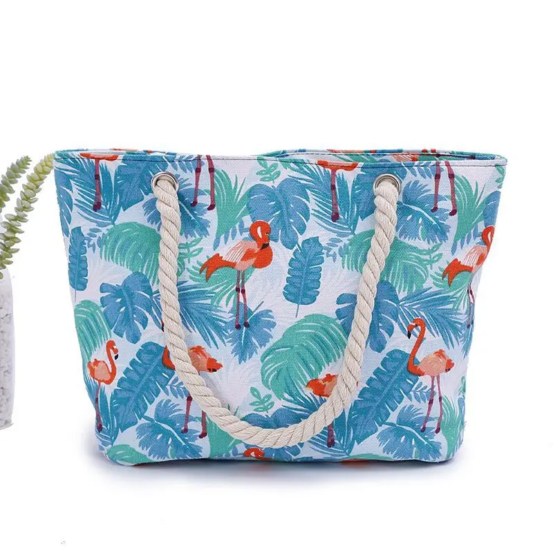 

Hot Sale New Style Shoulder Japanese And Korean Style Flamingo Print Female Luxe Shopping Bag Fashion College Trendy Beach Bag, 5 colors