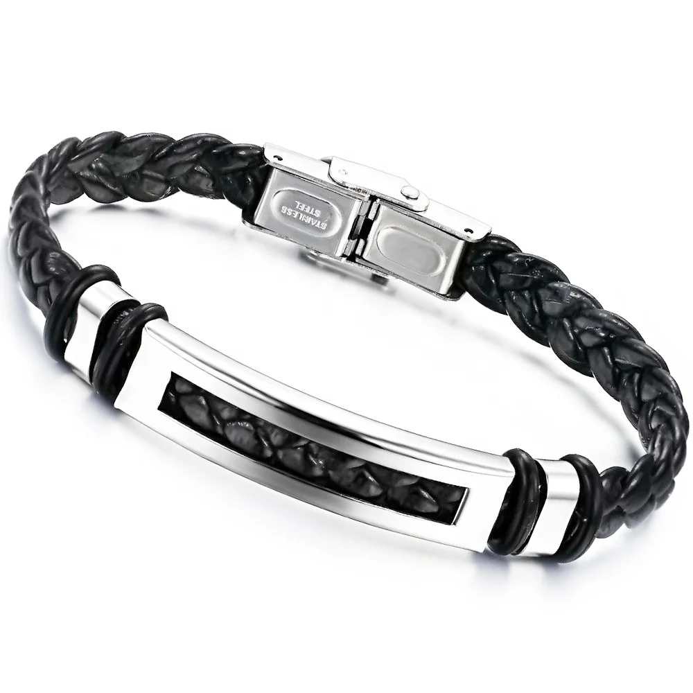 

Free Shipping Cheap Jewelry Wholesale Chinese Jewellery Stainless Steel Men Leather Bracelet, White