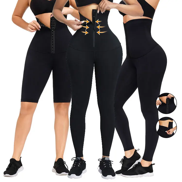 

20210 fitness private label wholesale slimming high waist zipper plus size waist trainer legging women shapewear