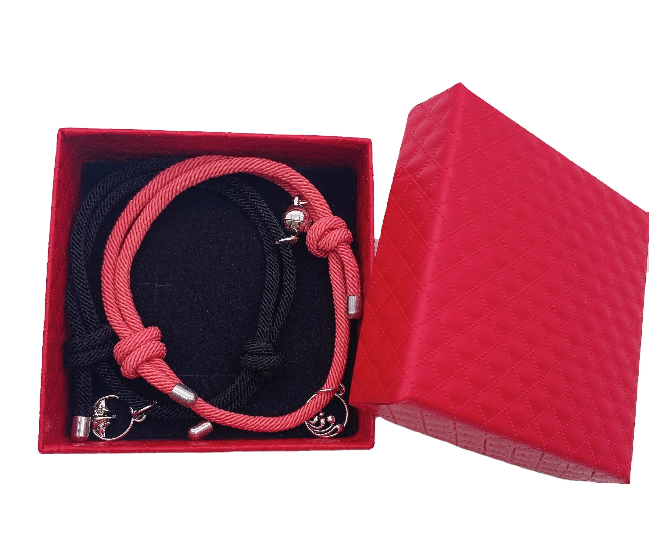 

Handmade Jewelry pulsera iman Charm Bangle Unisex Best Friend Lucky Gift Box Magnetic couple magnet Bracelet pulsera de iman, Red,black, blue,green,pink