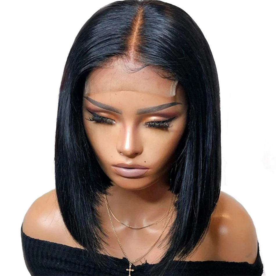 

Addictive Brazilian 8 Inch 4X4 Closure Wholesale Short Bob Lace Front Wig Cheep Price Straight Virgin Human Hair Lace Bob Wig