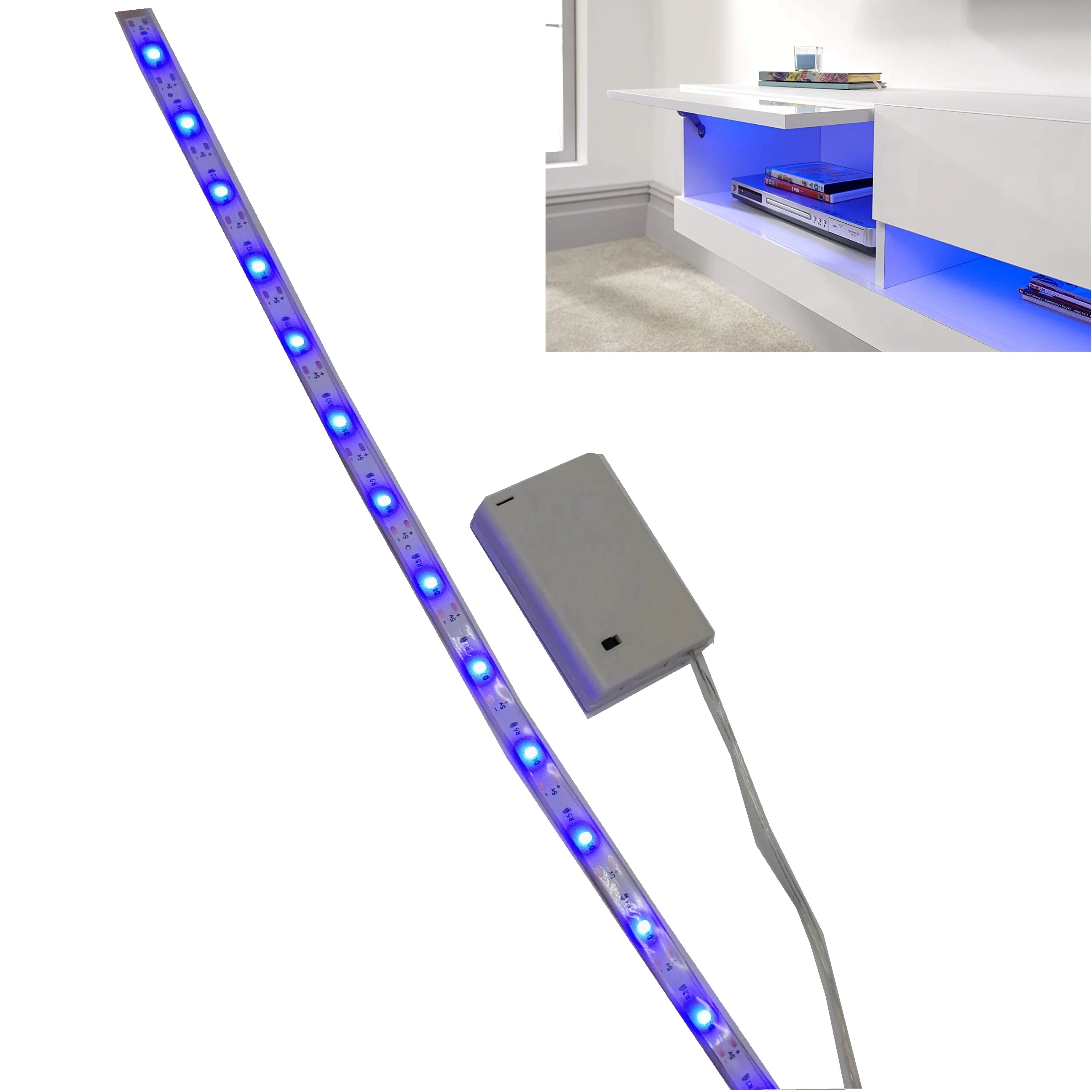 Battery Powered Showcase Lighting LED TV Cabinet Shelf Strip Light Under Cupboard Lighting